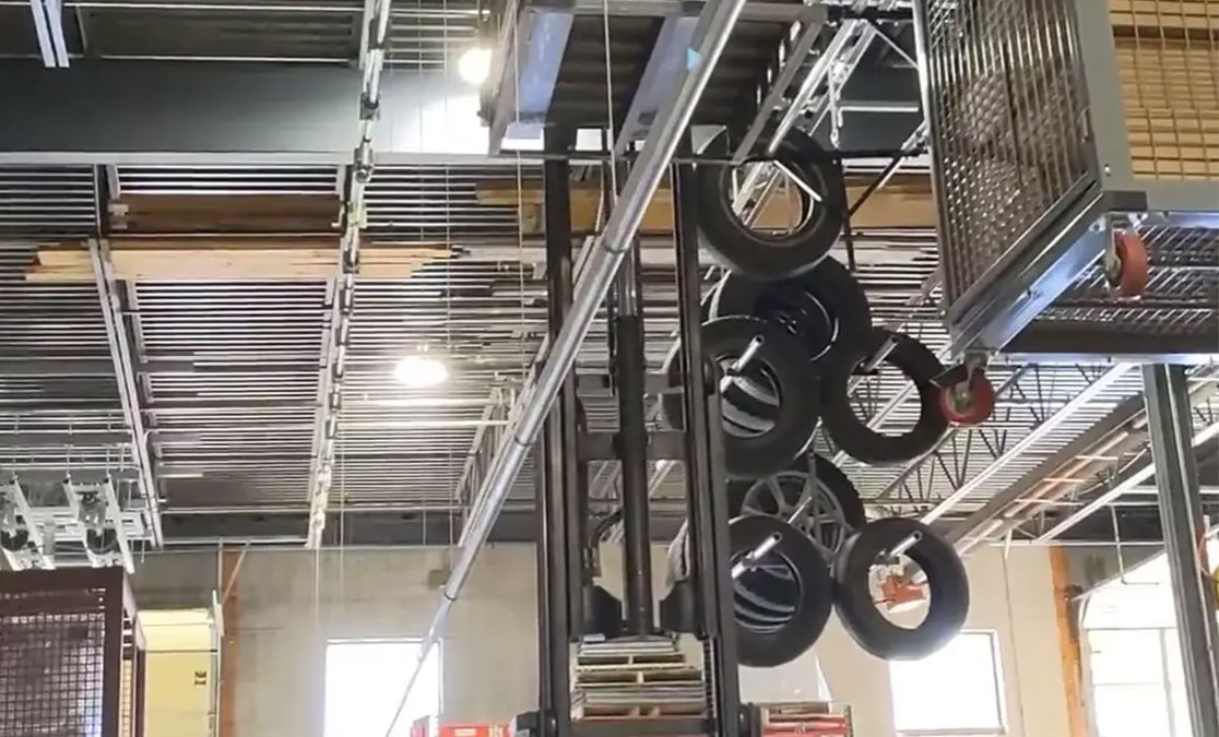 104 foot lift in warehouse