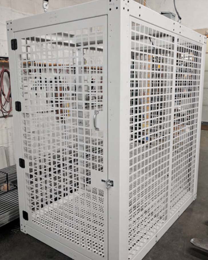 overhead security cage for evidence storage